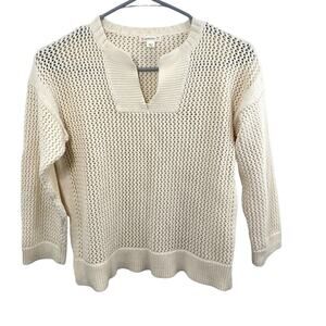 J.crew Crewcuts Cream Cotton Sweater 12 Girls Ivory Pullover Vneck Neutral